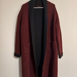 Rudsak Stylish and Comfy Burgundy and Black Long Cardigan
